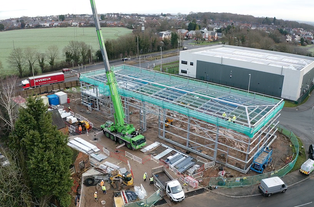 Construction work taking place at an industrial park